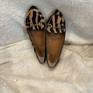Stylish Horsehair Style Zebra Animal Print Loafers